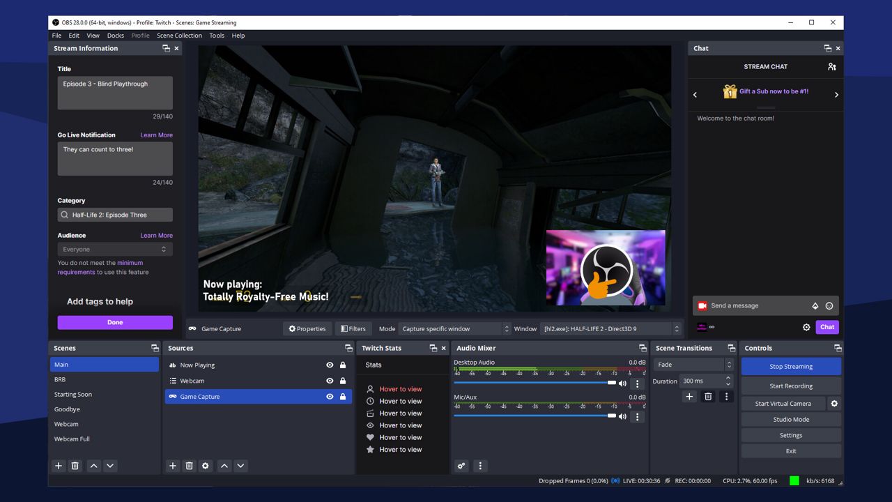 OBS Studio ekran görüntüsü 0